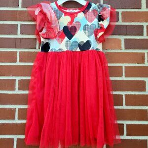 Girls - Orchid Lane Red Tulle Heart Dress - Size 6